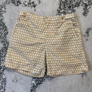 Benibeca Swim Trunks Mens Size S Brown Multi Wave Print Polyester Elastic Waist